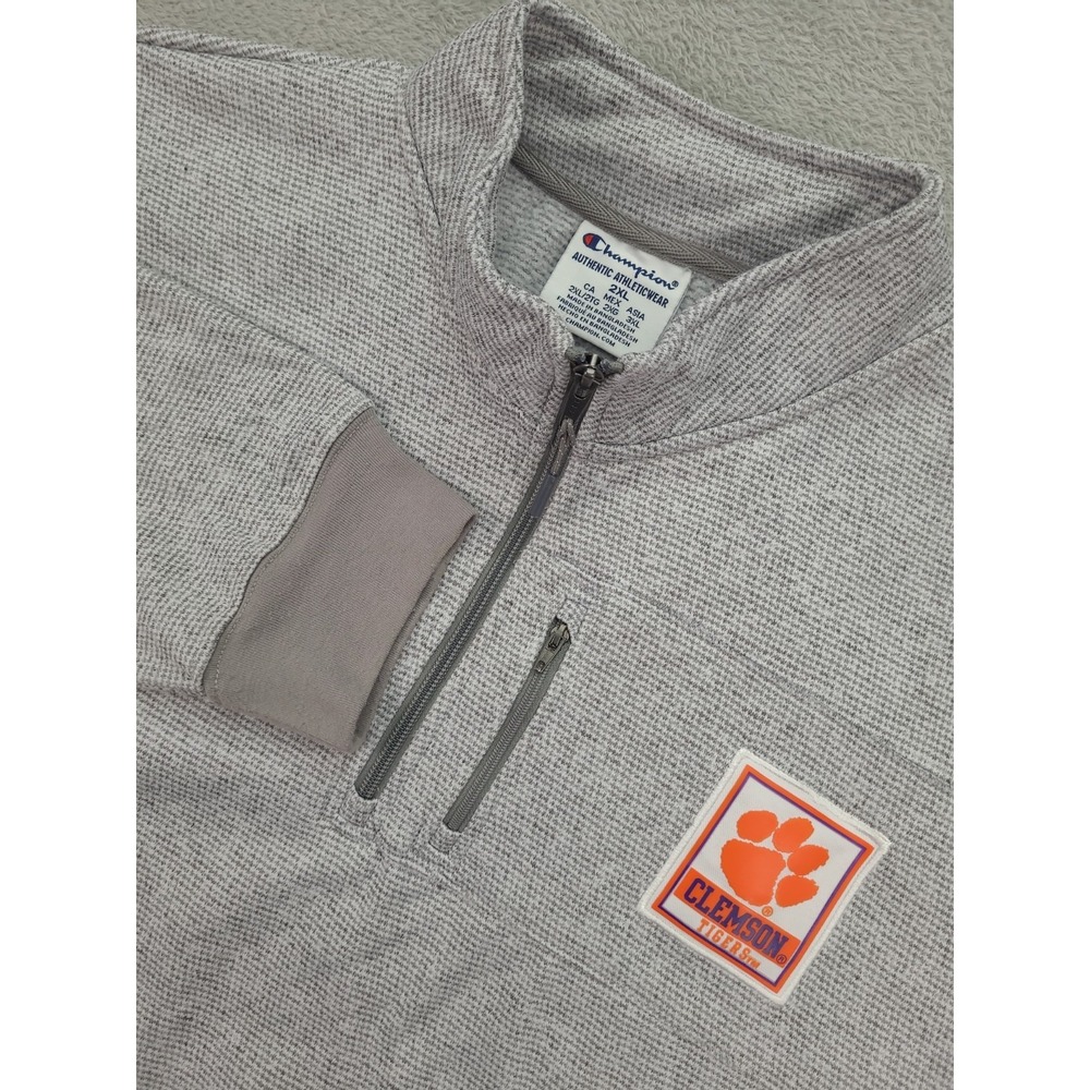 Clemson‎ Tigers Mens Champion 1/4 Zip Pullover Sz 2XL Gray Lightweight
